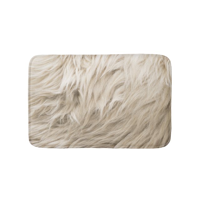 Weiße Wolle Fluffy Textur Hintergrund Badematte (Vorderseite)