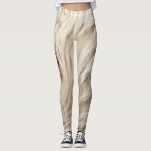 Weiße Wolle Fluffy Textur Hintergrund Leggings