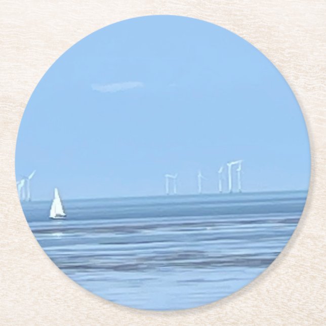 Weiße Yacht und ruhige Meere Runder Pappuntersetzer (Vorderseite)