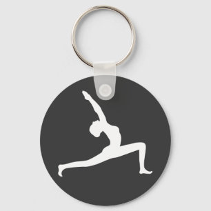 Weiße Yoga-Silhouette-Frauen, die Runde-Key-Rings Schlüsselanhänger