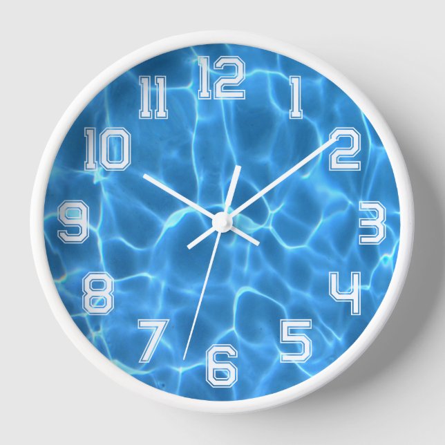 Weiße Zahl der athletischen Konturen Blaues Schwim Uhr (Vorderseite)