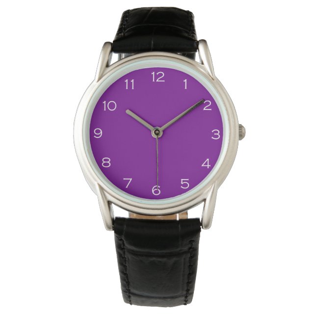 Weiße Zahlen auf Lila Wasser Armbanduhr (Vorderseite)