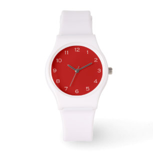 Weiße Zahlen auf rotem Wett Armbanduhr