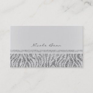 Weiße Zebra-Funkel-Pailletten Glam Chic Modern Visitenkarte