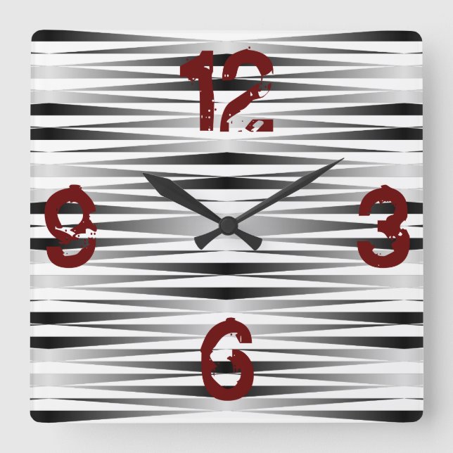 Weiße Zebra-Uhr Quadratische Wanduhr (Vorderseite)