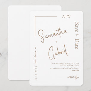 Weiße zeitgenössische Hochzeit retten das Datum Save The Date
