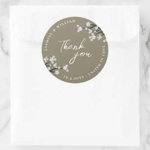 Weiße Zen-Sakura-Kirschblüten Asiatische Hochzeit Runder Aufkleber
