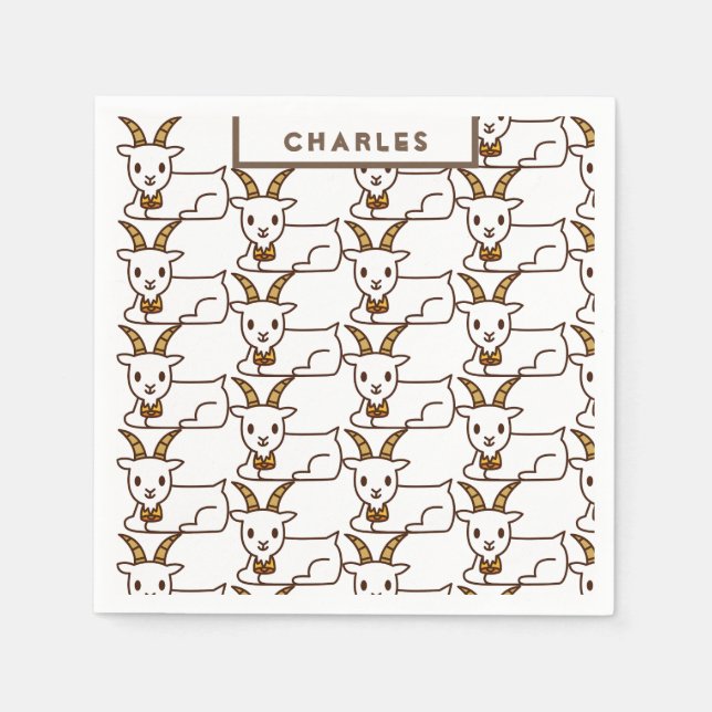 Weiße Ziege Personalisiert Serviette (Vorderseite)