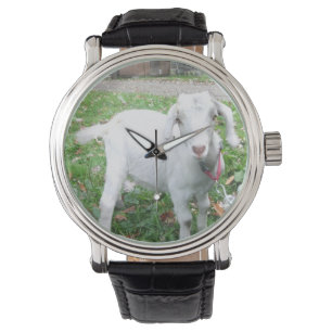 Weiße Ziegen-Uhr Armbanduhr