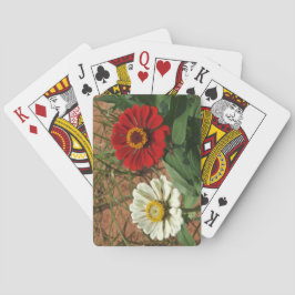Weiße Zinnia und rote Zinnia Klassische Spielkarte