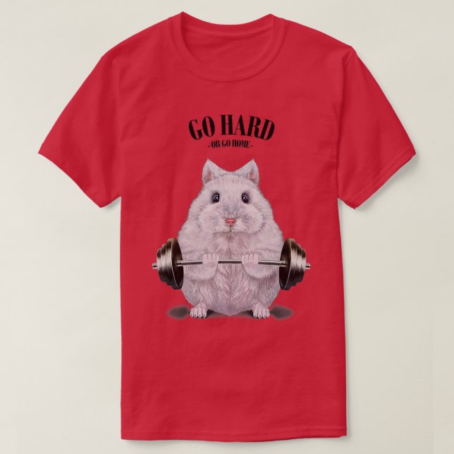 Weiße Zwerghamster Muskeltraining Gewichtszunahme T-Shirt (Design vorne)