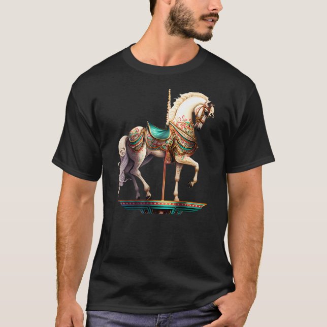 Weißen Karussellpferd T-Shirt (Vorderseite)