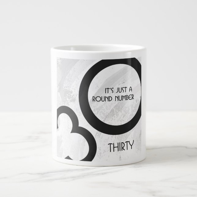 Weißer 30. Geburtstag Jumbo-Tasse (Vorderseite)