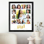 Weißer Abschluss K-12 FotoCollage Fett Real Gold Foliendrucke<br><div class="desc">Seien Sie stolz, freuen Sie sich und zeigen Sie diesen Meilenstein Ihres Lieblingsgrades. Schaffen Sie dieses elegante, einfache, moderne, personalisierte High School Abschluss K - 12 Foto Collage Poster für einen wahren Schatz, den Sie immer schätzen werden. Ein lustiges, spielerisches visuelle von kühnen, grafischen, echten Goldfolien-Typografie, zusammen mit ihrem Namen,...</div>