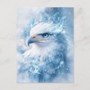 Weißer Adler mit blauem Auge und ätherischem Glanz Postkarte