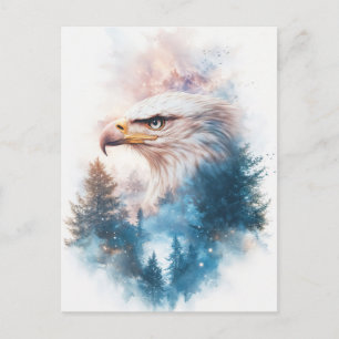 Weißer Adler und Sonnenuntergang im Immergrünen Wa Postkarte