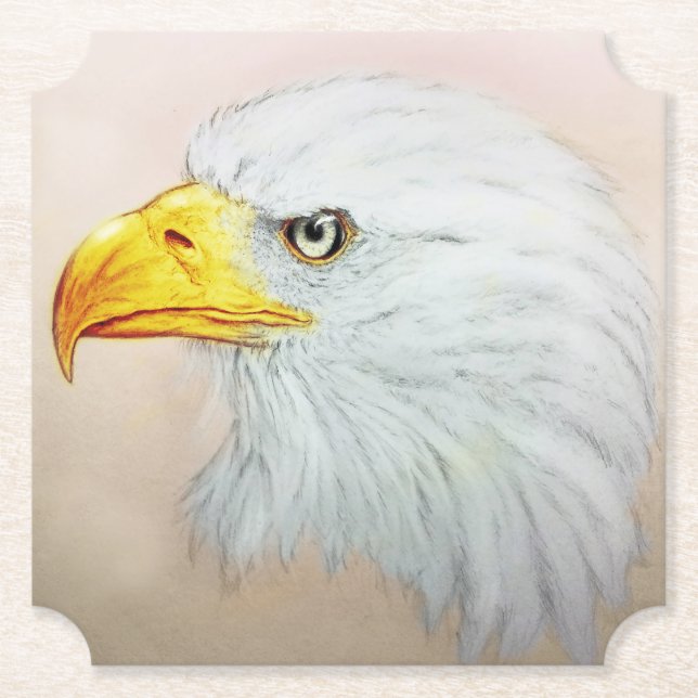 Weißer Adler Untersetzer, Realistischer Vogelskats Untersetzer (Vorderseite)
