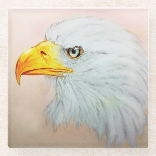 Weißer Adlerglass-Untersetzer, Realistischer Vogel Glasuntersetzer