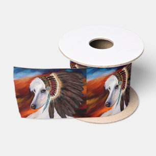 Weißer Afghanischer Windhund Satinband