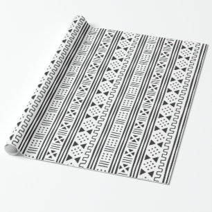 Weißer Afrikaner MudCloth des Schwarz-  inspirier Geschenkpapier