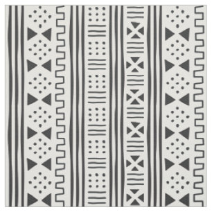 Weißer Afrikaner MudCloth des Schwarz-  Stoff