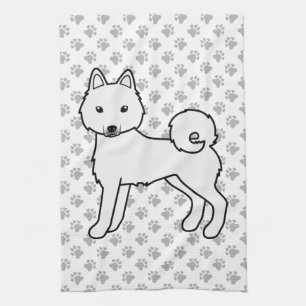 Weißer Alaskan Klee Kai Süßer Cartoon-Hund Geschirrtuch