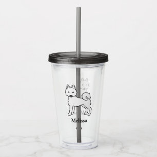 Weißer Alaskan Klee Kai Süßer Cartoon-Hund & Name Acryltrinkbecher