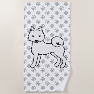 Weißer Alaskan Klee Kai Süßer Cartoon-Hund Strandtuch