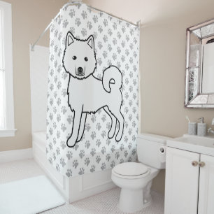 Weißer Alaskan Malamute Süßer Cartoon-Hund Duschvorhang