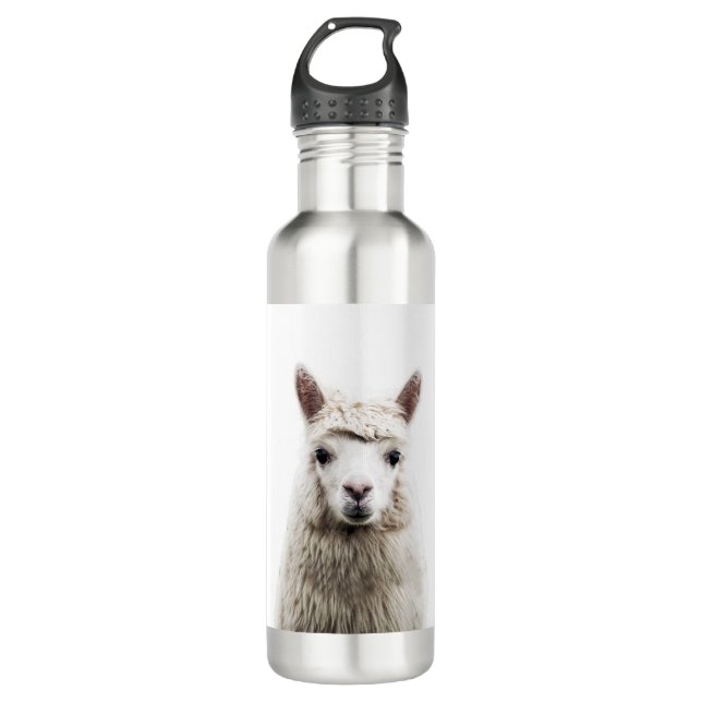 Weißer Alpaca Edelstahlflasche (Vorderseite)