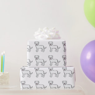 Weißer amerikanischer Bulldog-Cartoon-Dog-Muster Geschenkpapier