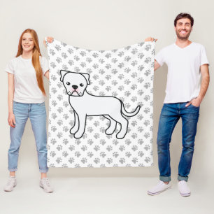 Weißer Amerikanischer Bulldogge Süßer Cartoon-Hund Fleecedecke
