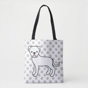 Weißer Amerikanischer Bulldogge Süßer Cartoon & Pf Tasche