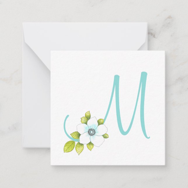 Weißer Anemone Blume Aquarellfarben Mitteilungskarte (Vorderseite)