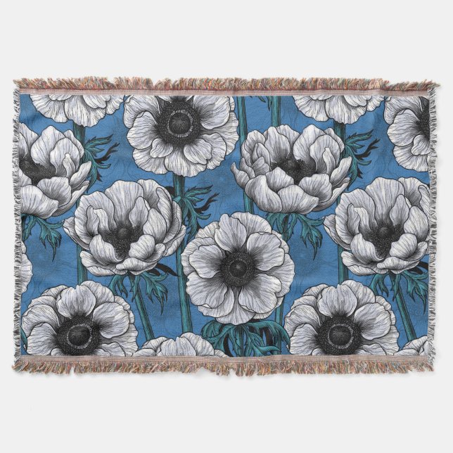 Weißer Anemongarten Decke (Vorderseite)