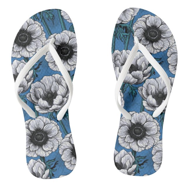 Weißer Anemongarten Flip Flops (Fußbett)