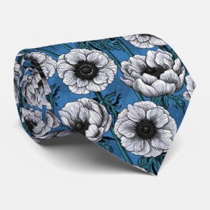 Weißer Anemongarten Krawatte