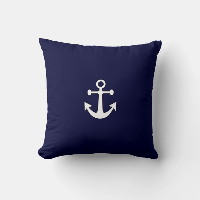 Weißer Anker auf dem roten Kopfkissen des Navy Kissen (Vorderseite)