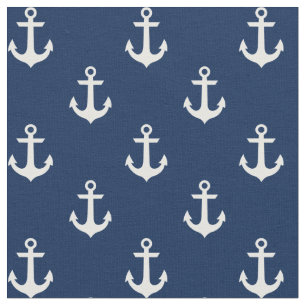 Weißer Anker auf Navy Blue Stoff