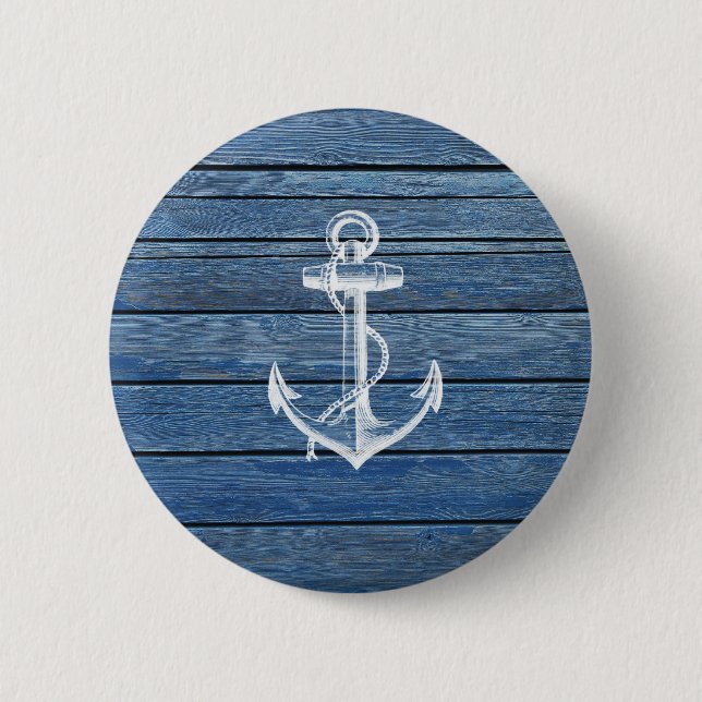 Weißer Anker und altes Blauholz Button (Vorderseite)