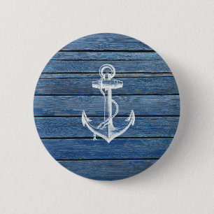 Weißer Anker und altes Blauholz Button