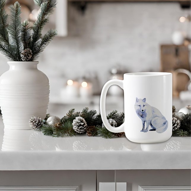 Weißer arktischer Fox Weihnachten Kaffeetasse (Von Creator hochgeladen)