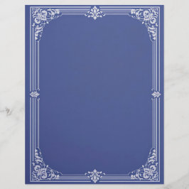 Weißer Art Deco Rahmen auf staubblauem Briefpapier