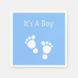 Weißer Babyfuß - es ist eine Jungen-Babyparty Serviette