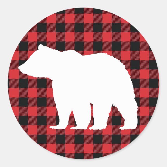 Weißer Bär Buffalo Karo Stickers (Vorderseite)