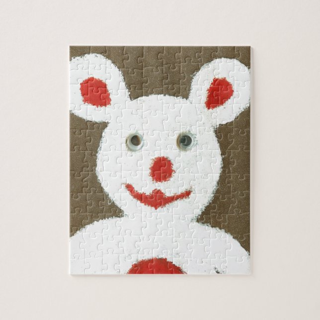 Weißer Bär mit Roter Nase, Mund und Ohren (Santa) (Vertikal)