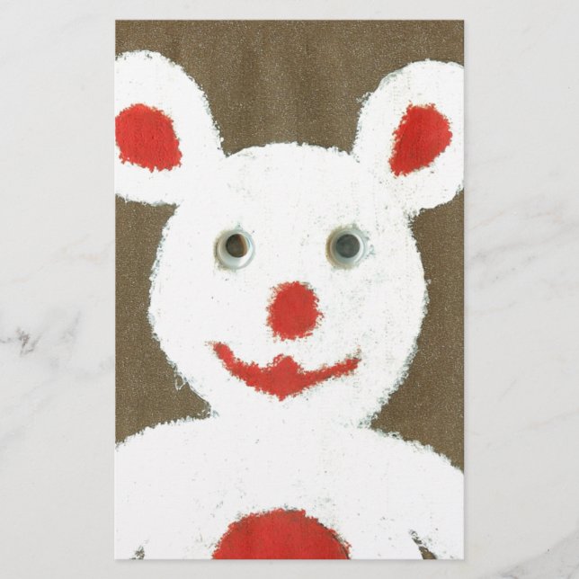Weißer Bär mit Roter Nase, Mund und Ohren (Santa) Briefpapier (Vorderseite)