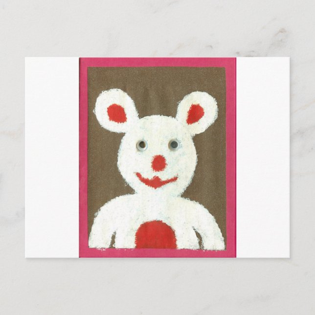 Weißer Bär mit Roter Nase, Mund und Ohren (Santa) Postkarte (Vorderseite)