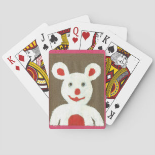Weißer Bär mit Roter Nase, Mund und Ohren (Santa) Spielkarten