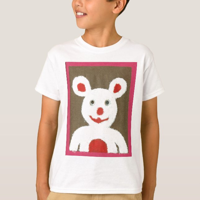Weißer Bär mit Roter Nase, Mund und Ohren (Santa) T-Shirt (Vorderseite)